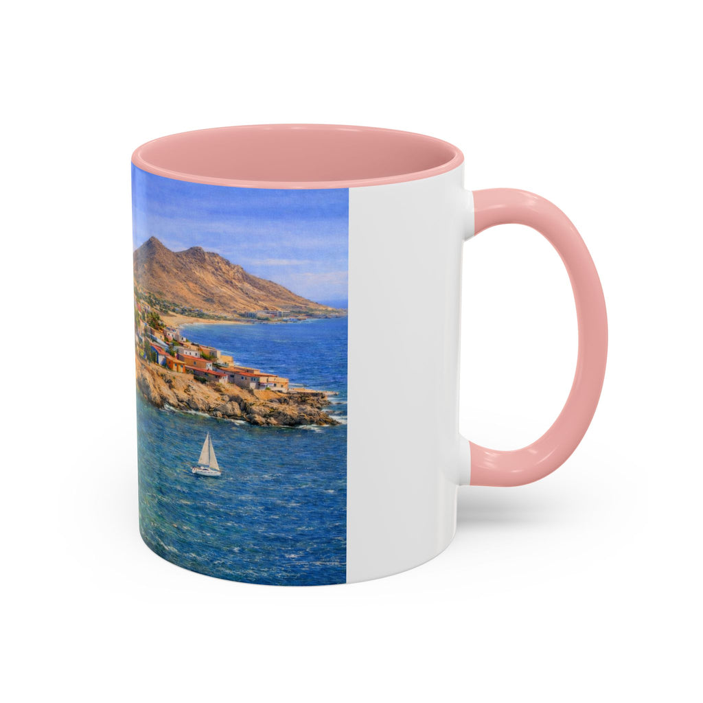 Coastal Village Accent Coffee Mug — Scenic Seaside Artwork 11/15oz