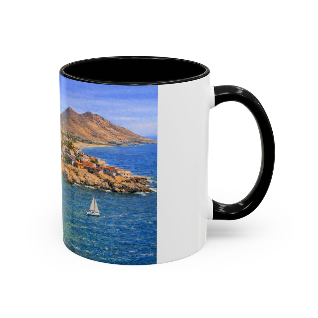 Coastal Village Accent Coffee Mug — Scenic Seaside Artwork 11/15oz
