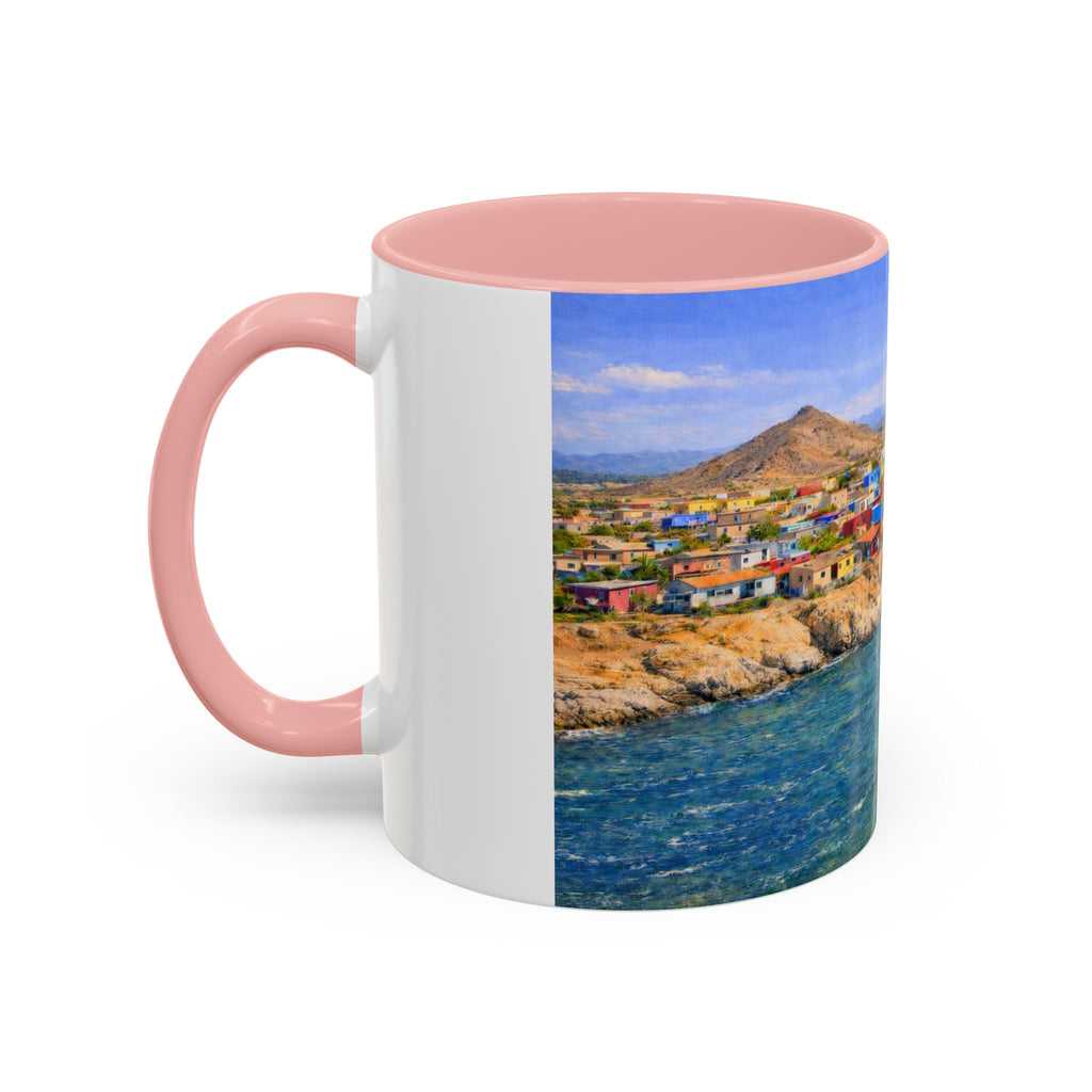 Coastal Village Accent Coffee Mug — Scenic Seaside Artwork 11/15oz