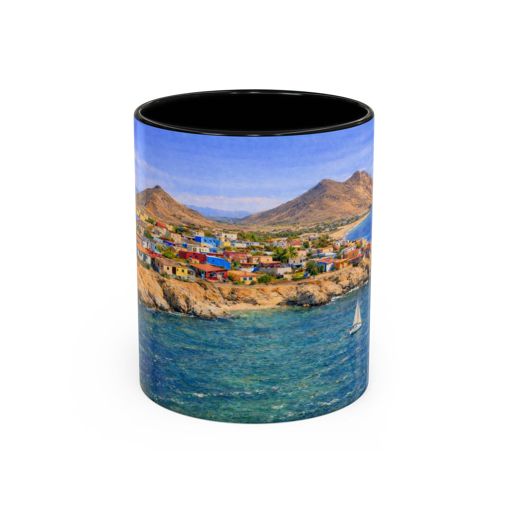 Coastal Village Accent Coffee Mug — Scenic Seaside Artwork 11/15oz