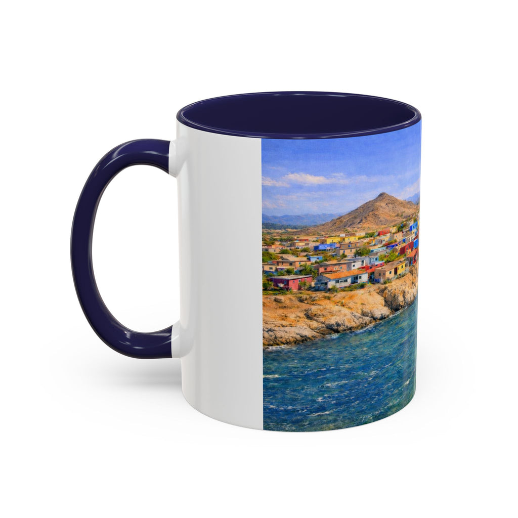 Coastal Village Accent Coffee Mug — Scenic Seaside Artwork 11/15oz