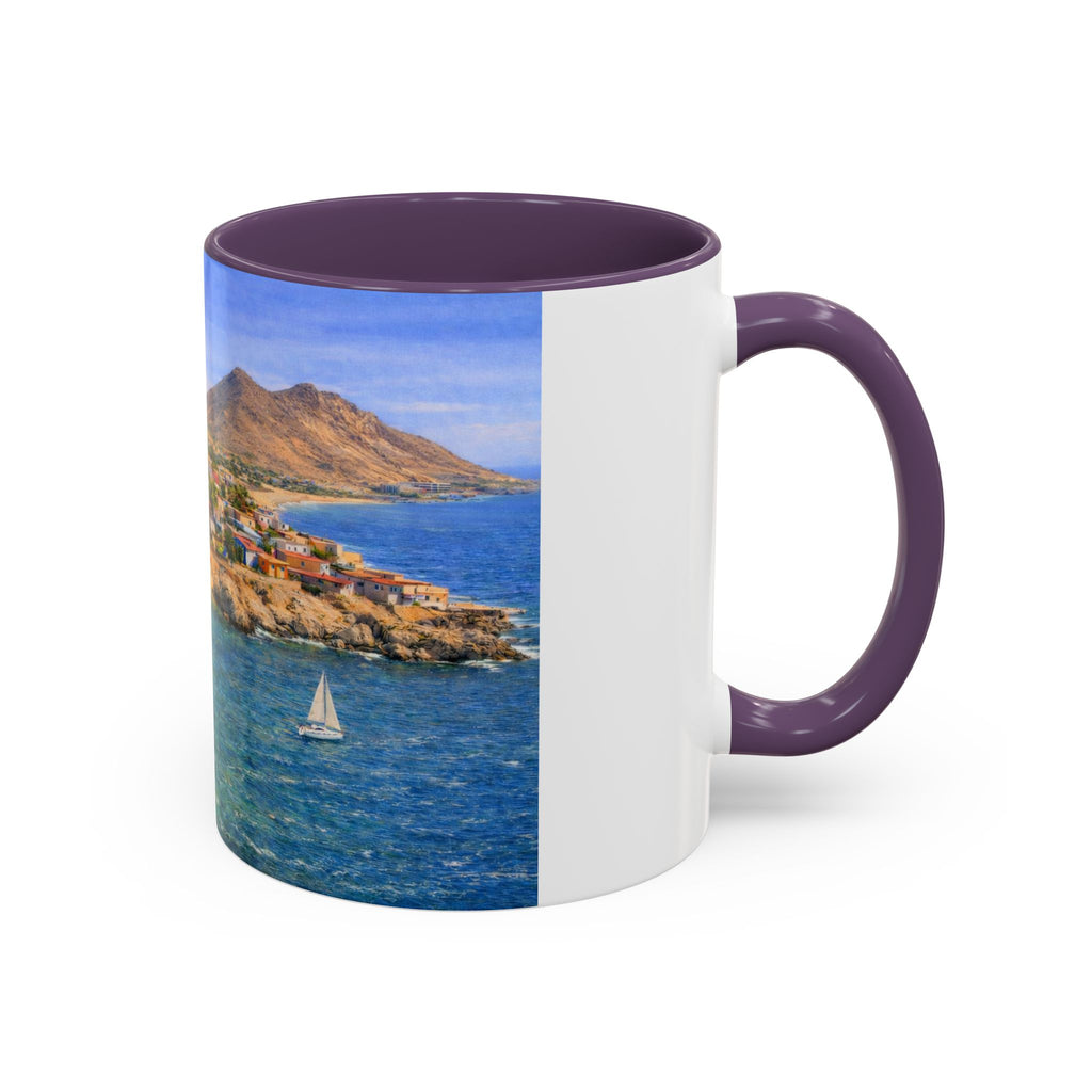 Coastal Village Accent Coffee Mug — Scenic Seaside Artwork 11/15oz