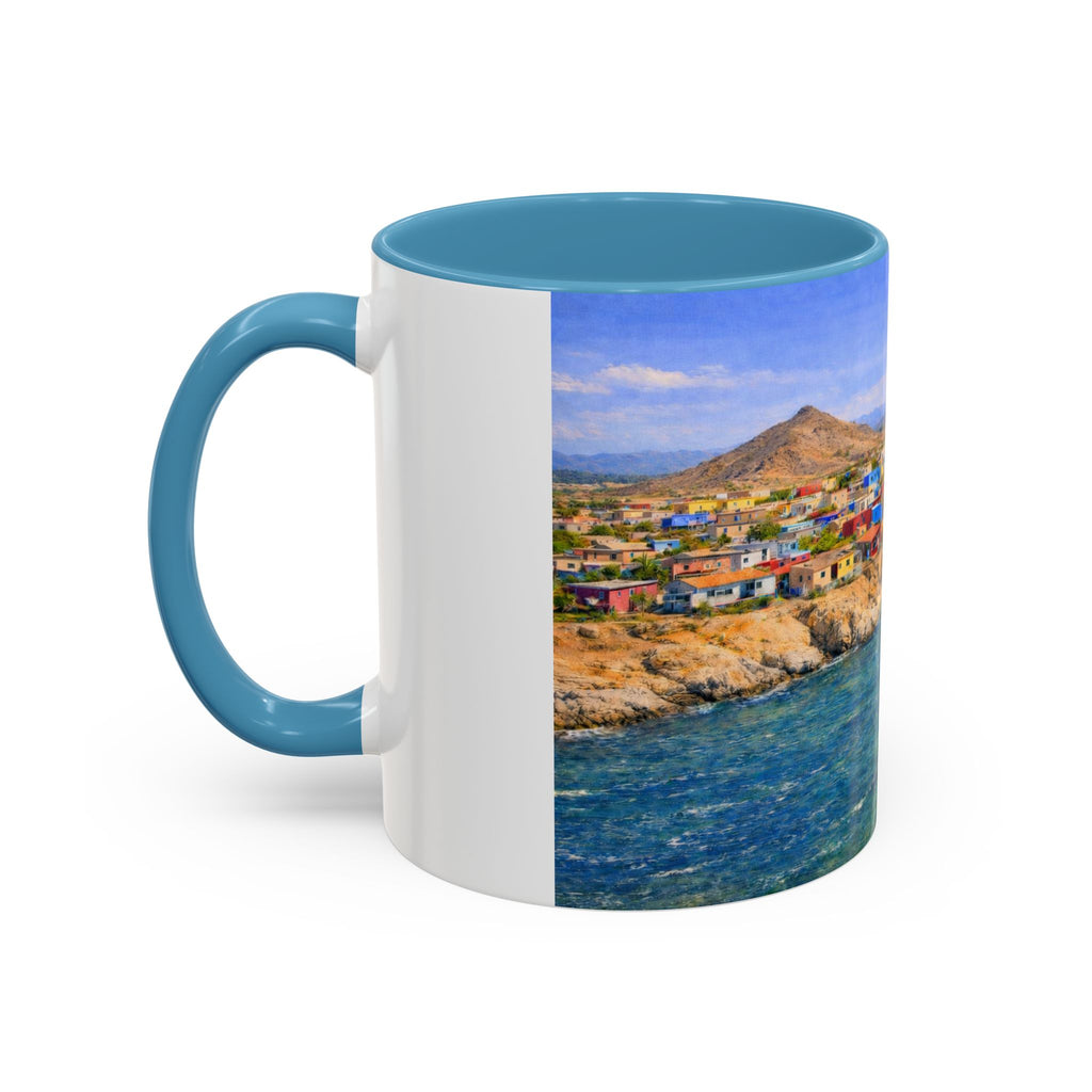 Coastal Village Accent Coffee Mug — Scenic Seaside Artwork 11/15oz